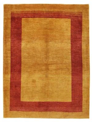 Tappeto contemporaneo lori con doppio bordo giallo e rosso