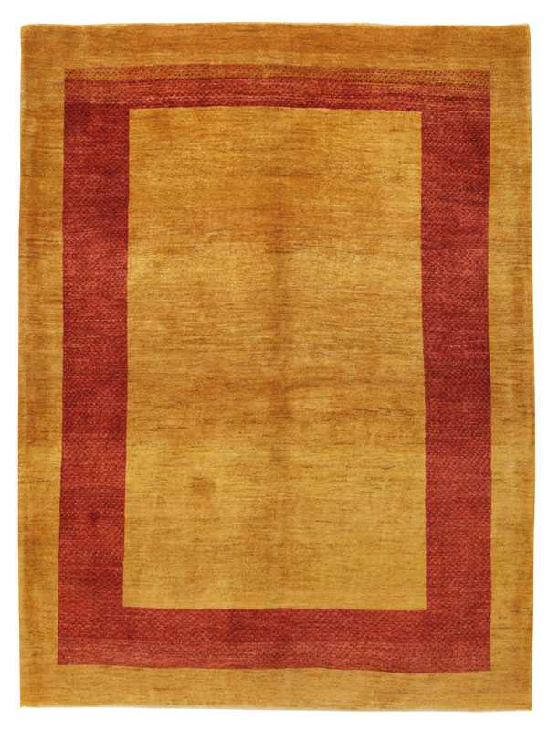 Tappeto contemporaneo lori con doppio bordo giallo e rosso