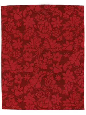 tappeto contemporaneo nepalese rosso floreale