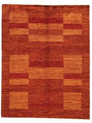 Tappeto contemporaneo lori con decorazioni a macchie geometriche arancioni e gialle