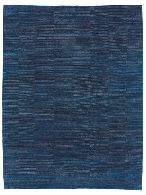 tappeto moderno dal nepal monocolor blu