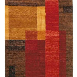 tappeto moderno dal nepal patchwork oro e rosso