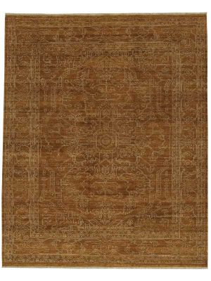 Tappeto contemporaneo vintage marrone con motivi decorativi classici geometrici stilizzati