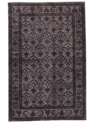 Tappeto contemporaneo Recolor viola, con motivi decorativi classici floreali e spesso bordo
