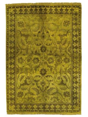 Tappeto contemporaneo Recolor verde, con motivi decorativi classici floreali e spesso bordo