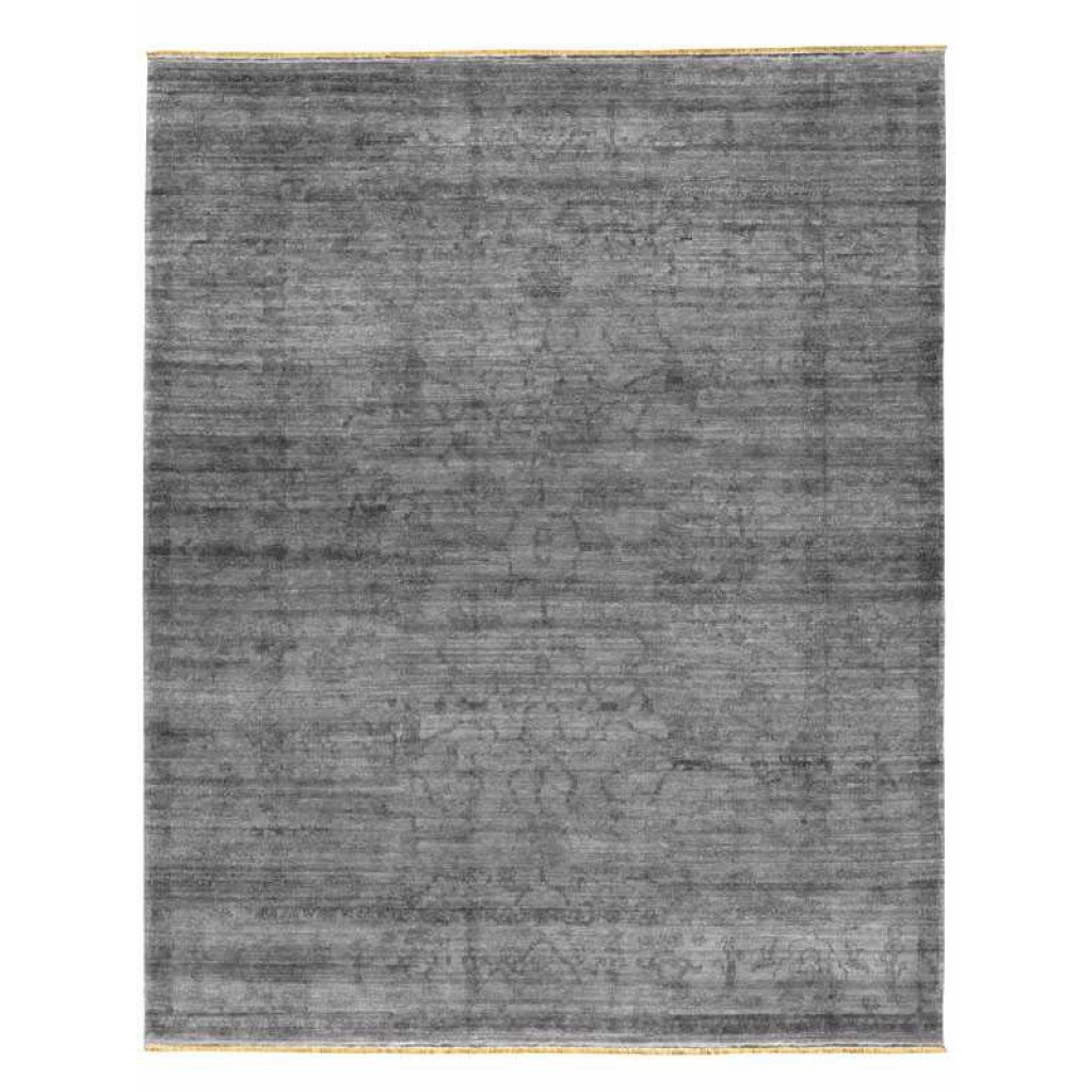 Tappeto contemporaneo vintage grigio con motivi decorativi classici