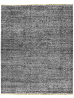 Tappeto contemporaneo vintage grigio con motivi decorativi classici