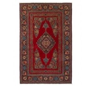tappeto antico persiano keshan dabir rosso con spesso bordo decorato