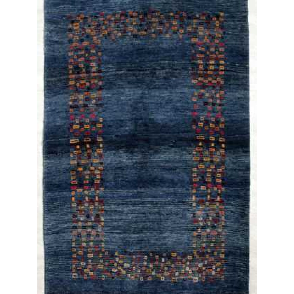 tappeto persiano orientale gabbeh blu geometrico astratto
