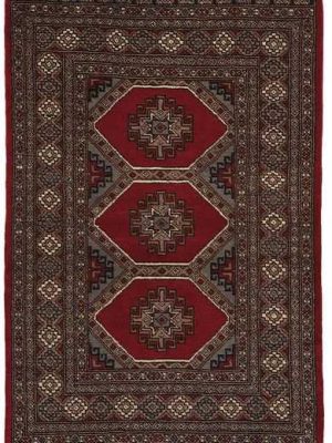 tappeto pakistano antico, rosso con disegni geometrici tribali