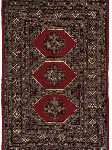 tappeto pakistano antico, rosso con disegni geometrici tribali