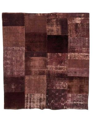 Tappeto contemporaneo patchwork rosso borgogna
