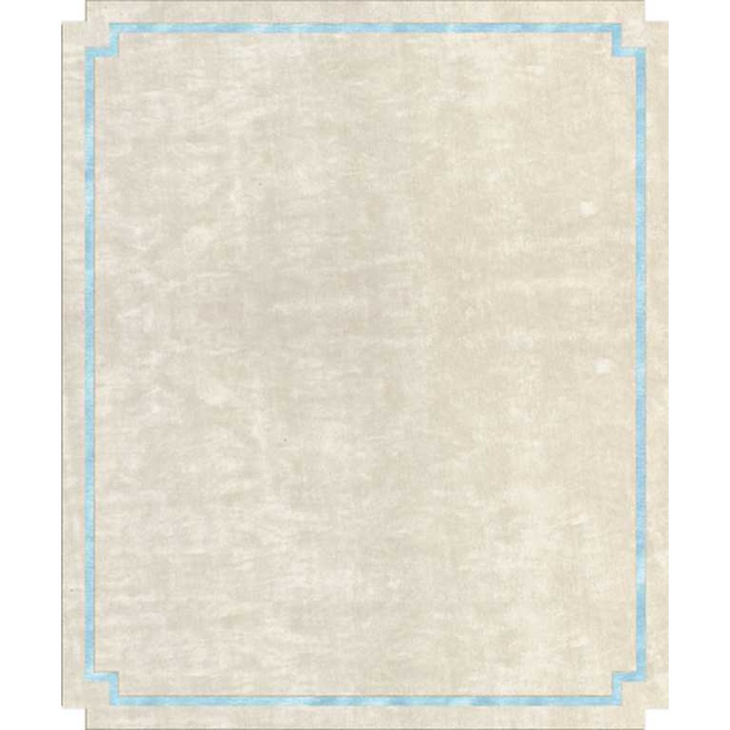 Tappeto contemporaneo Arazi Home collezione Border bianco con motivi decorativi a cornici bianche e azzurre