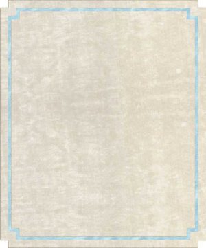 Tappeto contemporaneo Arazi Home collezione Border bianco con motivi decorativi a cornici bianche e azzurre