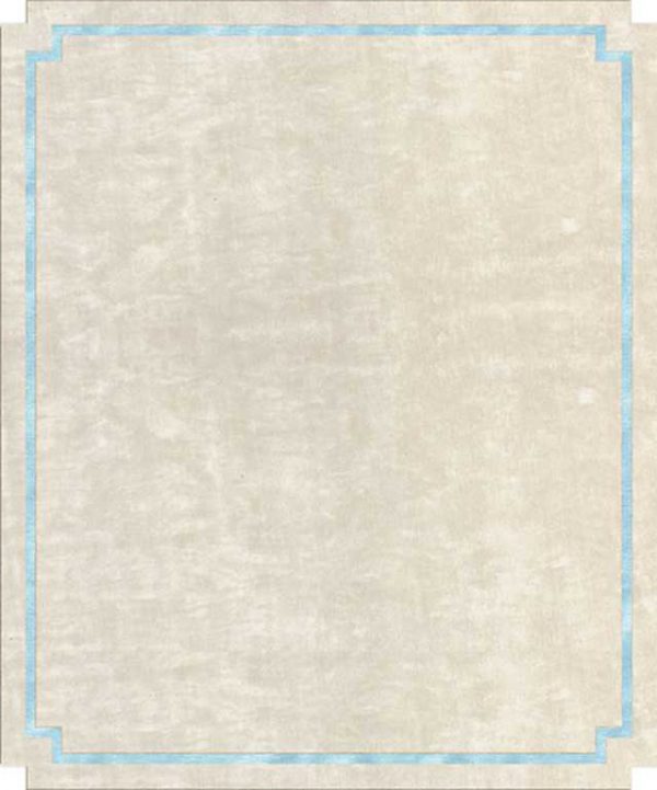 Tappeto contemporaneo Arazi Home collezione Border bianco con motivi decorativi a cornici bianche e azzurre