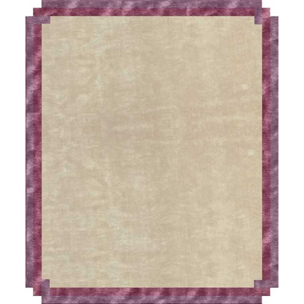 Tappeto contemporaneo Arazi Home collezione Border bianco con motivi decorativi a viola chiaro e scuro