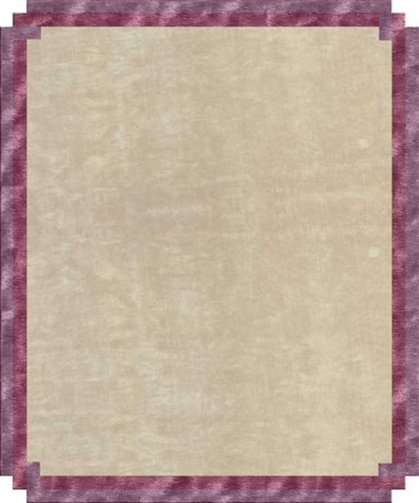 Tappeto contemporaneo Arazi Home collezione Border bianco con motivi decorativi a viola chiaro e scuro
