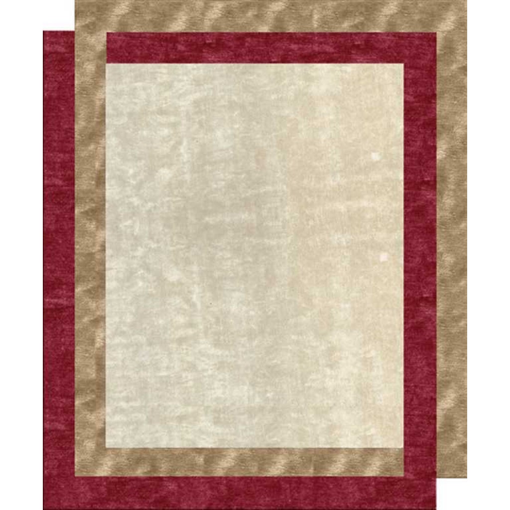 Tappeto contemporaneo Arazi Home collezione Border bianco con motivi decorativi a cornici rosse e oro