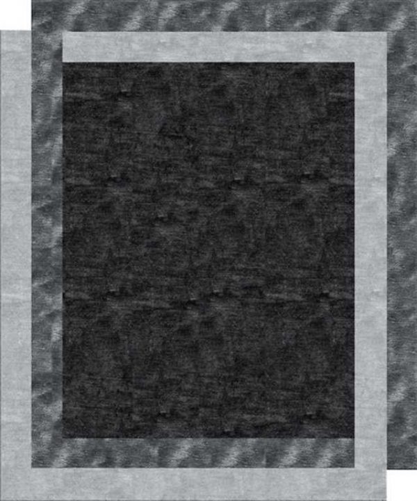 Tappeto contemporaneo Arazi Home collezione Border nero con motivi decorativi a cornici grigie chiare e scure