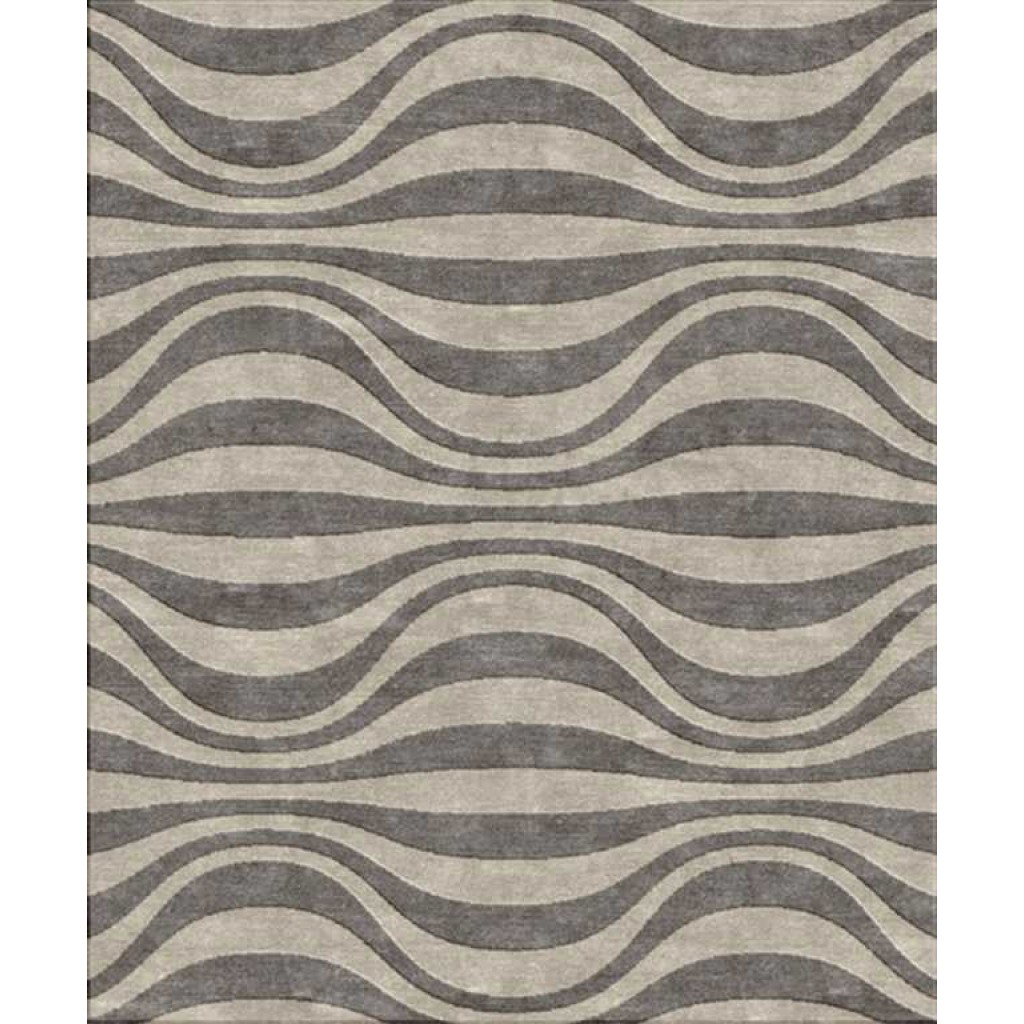 Tappeto contemporaneo Arazi Home collezione Canova grigio con motivi decorativi a onde grigio scuro