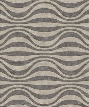 Tappeto contemporaneo Arazi Home collezione Canova grigio con motivi decorativi a onde grigio scuro