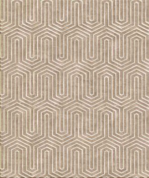 Tappeto contemporaneo Arazi Home collezione Canova grigio con motivi decorativi a labirinto bianchi