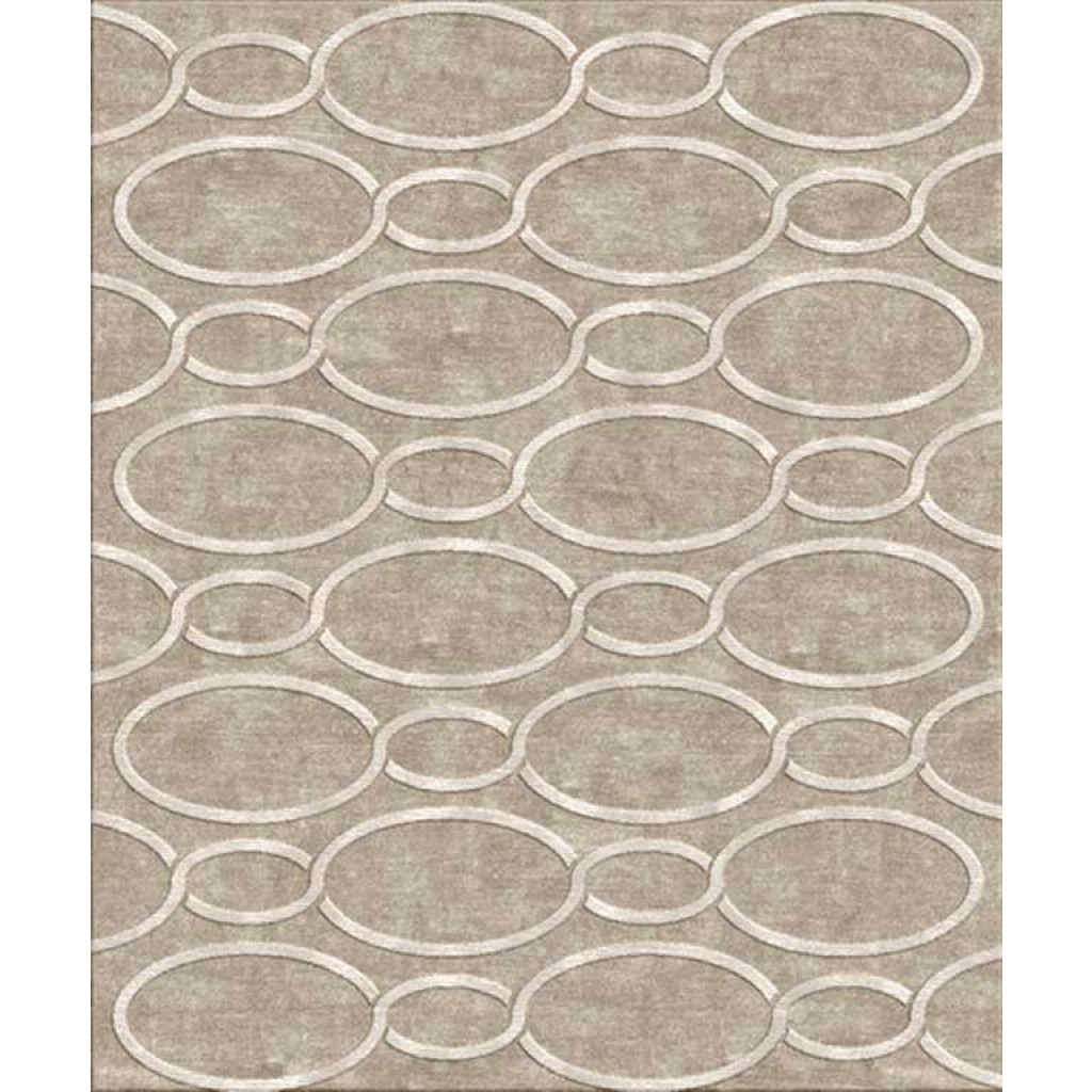Tappeto contemporaneo Arazi Home collezione Canova grigio con motivi decorativi a cerchio bianchi