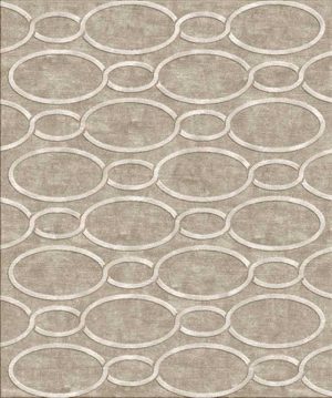 Tappeto contemporaneo Arazi Home collezione Canova grigio con motivi decorativi a cerchio bianchi