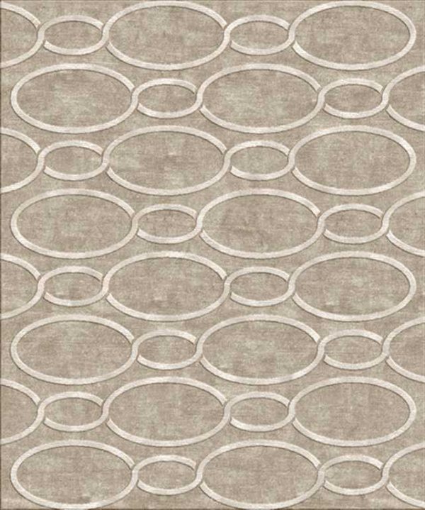 Tappeto contemporaneo Arazi Home collezione Canova grigio con motivi decorativi a cerchio bianchi