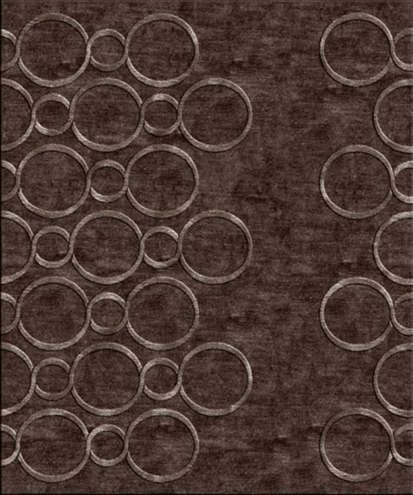 Tappeto contemporaneo Arazi Home collezione Canova marrone con motivi decorativi a cerchio marroni