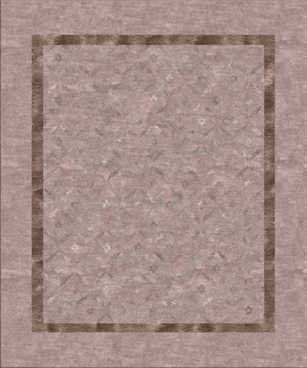 Tappeto contemporaneo Arazi Collection linea Classic grigio con motivi decorativi classici stilizzati a fiore e ghirlanda argento e bordo marrone