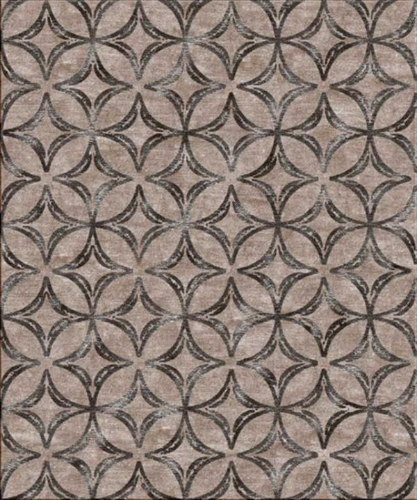 Tappeto contemporaneo Arazi Collection linea Classic grigio con motivi decorativi classici stilizzati a stella nero