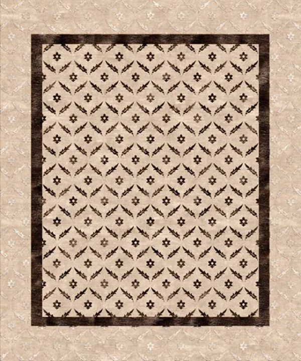 Tappeto contemporaneo Arazi Collection linea Classic crema con motivi decorativi classici stilizzati a fiore e ghirlanda marroni