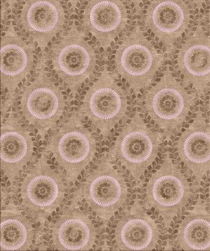 Tappeto contemporaneo Arazi Collection linea Classic marrone con motivi decorativi classici a medaglione bianchi e marrone scuro e motivi floreali a contorno