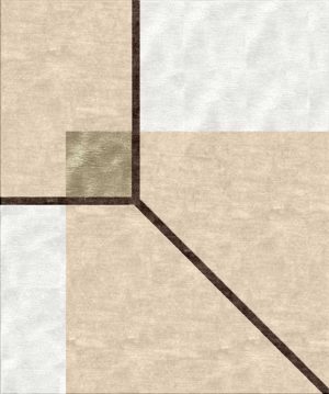 Tappeto contemporaneo Arazi Collection linea Corners con motivi decorativi lineari e campi di colore squadrati bianchi, crema e marroni