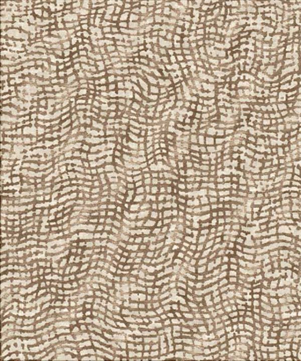 Tappeto contemporaneo Arazi Collection linea Ethno bianco con motivi decorativi lineari marroni astratti a tutto campo