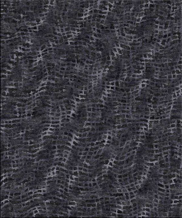 Tappeto contemporaneo Arazi Collection linea Ethno nero con motivi decorativi lineari neri astratti a tutto campo