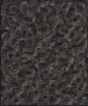 Tappeto contemporaneo Arazi Collection linea Ethno nero con motivi decorativi lineari a nodo a tutto campo