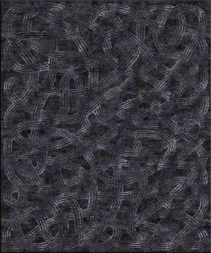 Tappeto contemporaneo Arazi Collection linea Ethno nero con motivi decorativi lineari a nodo a tutto campo