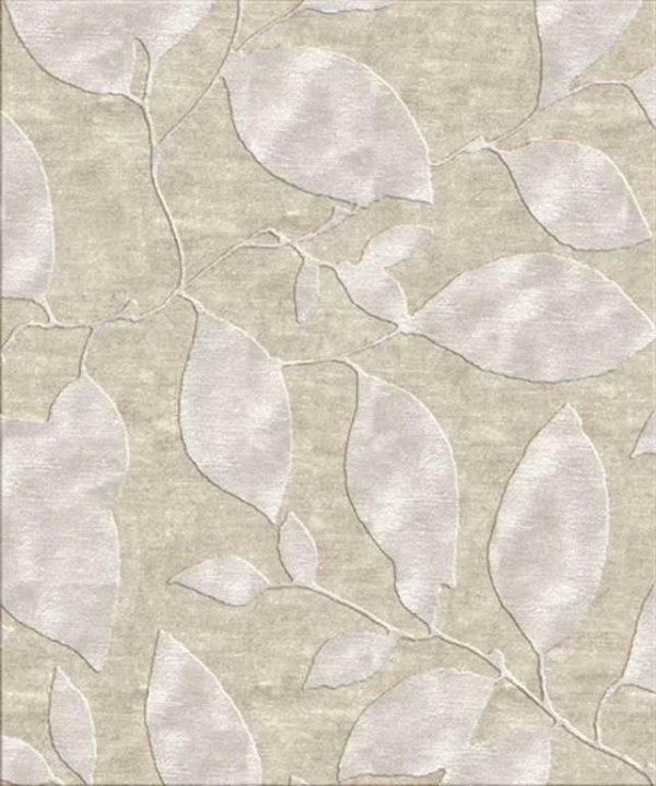 Tappeto contemporaneo Arazi Collection linea Flower bianco con motivo decorativo a foglie bianche