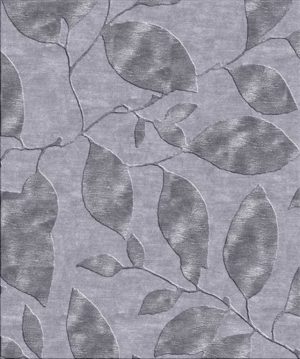 Tappeto contemporaneo Arazi Collection linea Flower grigio chiaro con motivo decorativo a foglie argento