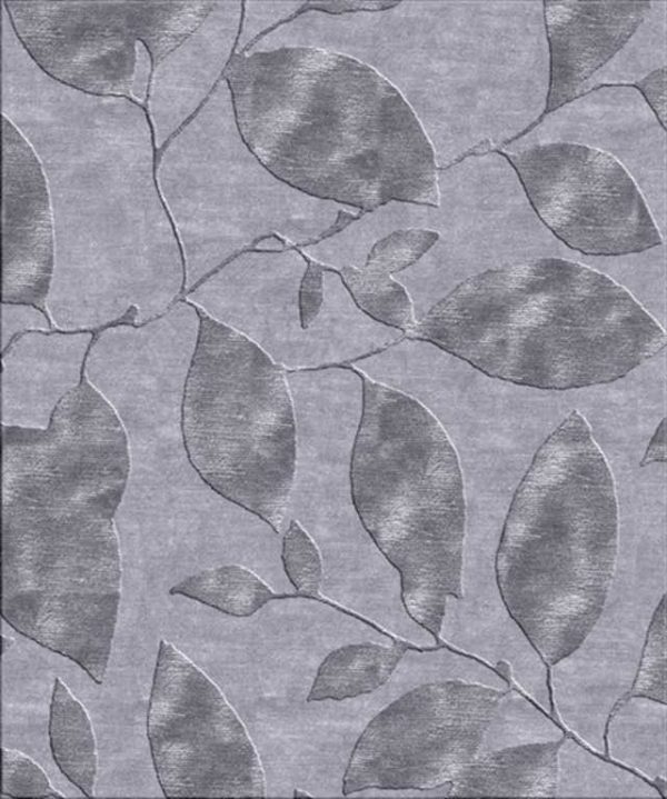 Tappeto contemporaneo Arazi Collection linea Flower grigio chiaro con motivo decorativo a foglie argento