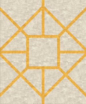 Tappeto contemporaneo Arazi Collection linea Garden grigio chiaro con motivo decorativo geometrico, lineare e minimalista giallo