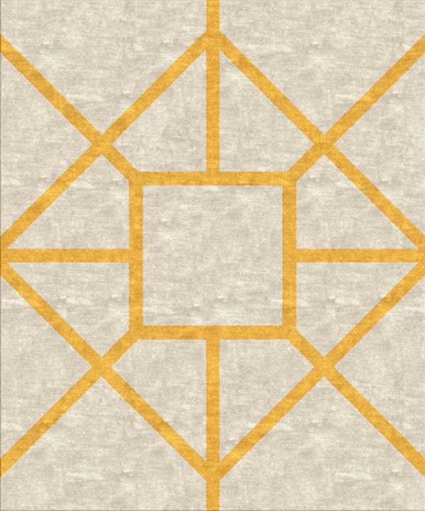 Tappeto contemporaneo Arazi Collection linea Garden grigio chiaro con motivo decorativo geometrico, lineare e minimalista giallo