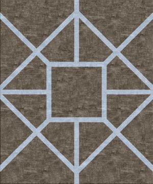 Tappeto contemporaneo Arazi Collection linea Garden grigio scuro con motivo decorativo geometrico, lineare e minimalista azzurro