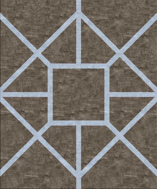 Tappeto contemporaneo Arazi Collection linea Garden grigio scuro con motivo decorativo geometrico, lineare e minimalista azzurro