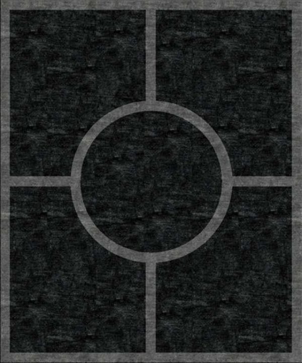 Tappeto contemporaneo Arazi Collection linea Garden nero con motivo decorativo geometrico, lineare e minimalista grigio e medaglione centrale rotondo