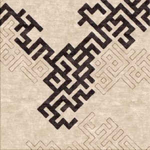 Tappeto contemporaneo Arazi Collection linea Labirinto crema con motivo decorativo lineare a labirinto nero