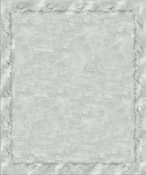 Tappeto contemporaneo Arazi Collection linea London grigio con bordo delineato dalla scritta London in corsivo nera