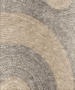 Tappeto contemporaneo Arazi Collection linea Nature marrone chiaro e bianco con decorazione a cerchi nera e bianca